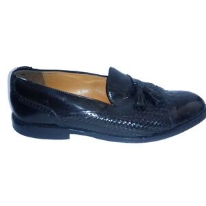 Mezlan Carmel sz 10 black crocodile  leather tassel loafers shoes woven Spain